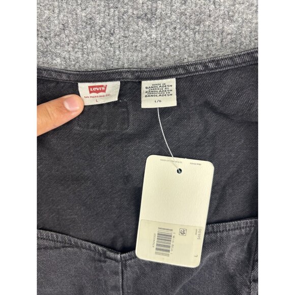 Levis Top Womens Large Black Long Sleeve Square Neck Smocked Denim Shirt NWT - Picture 2 of 6